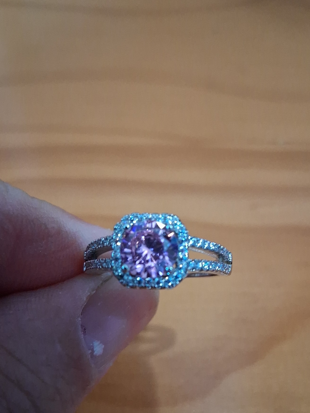 Pink Halo Split-Shank Ring with Pave Accents